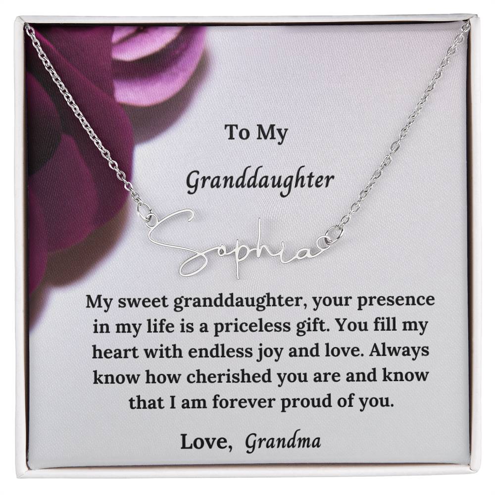 To My Granddaughter Signature Name Necklace