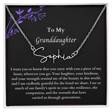 To My Granddaughter Signature Name Necklace