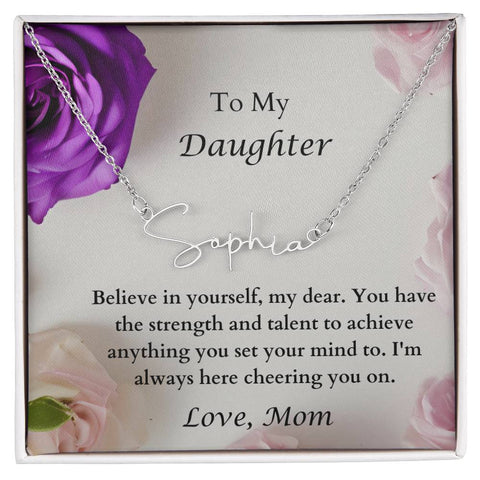 To My Daughter Signature Name Necklace