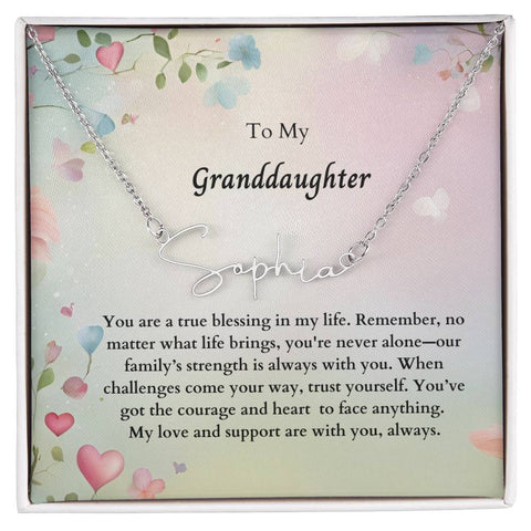 To My Granddaughter Signature Name Necklace