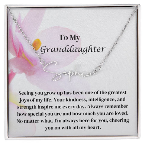 To My Granddaughter Signature Name Necklace