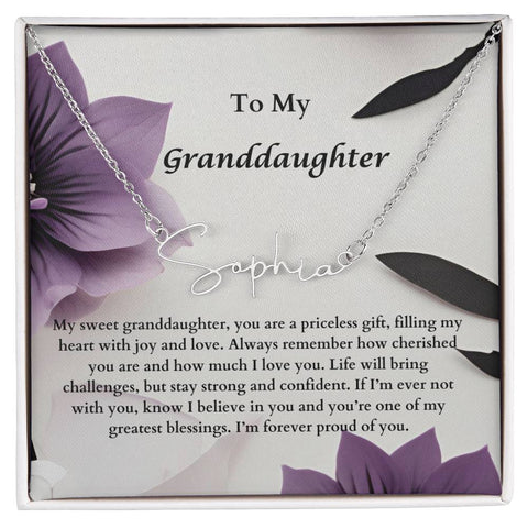 To My Granddaughter Signature Name Necklace