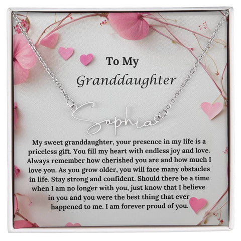 To My Granddaughter Signature Name Necklace