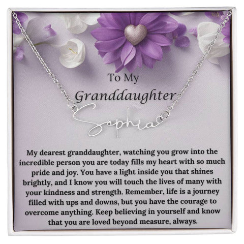 To My Granddaughter Signature Name Necklace