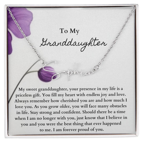 To My Granddaughter Signature Name Necklace