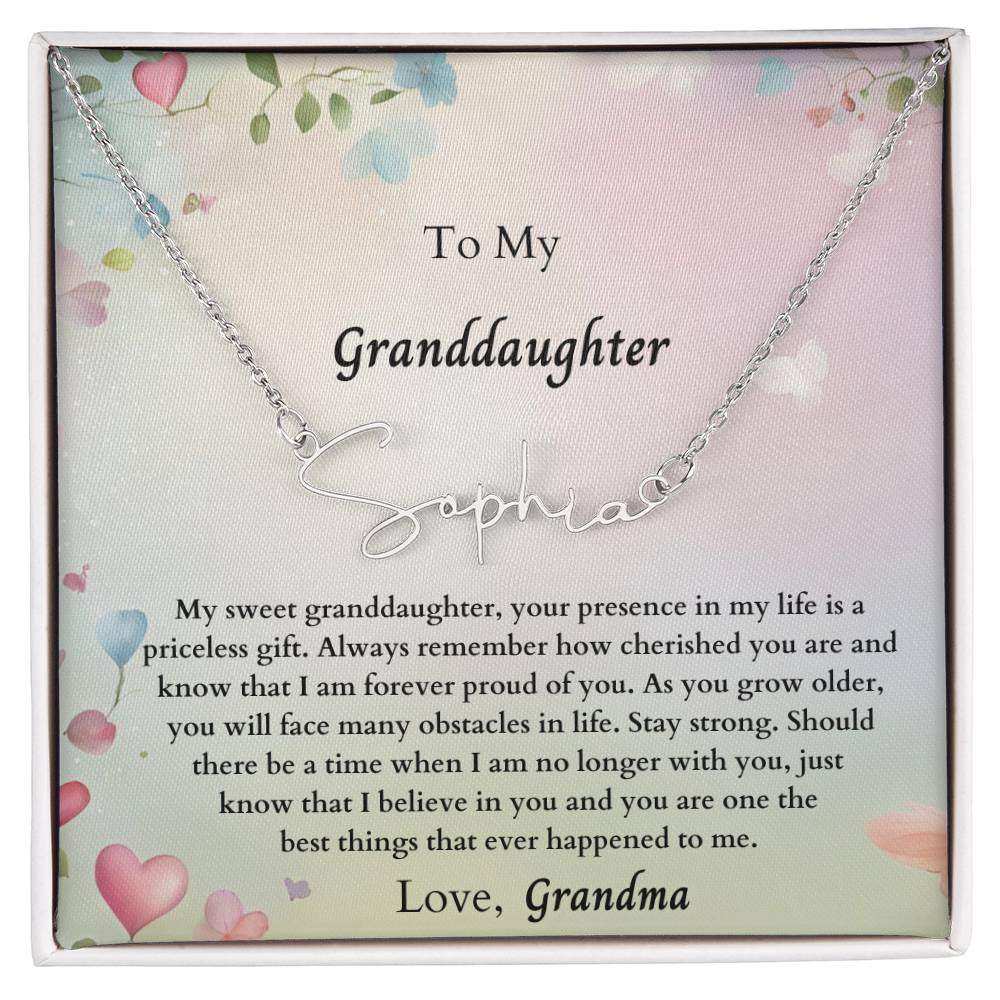 To My Granddaughter Signature Name Necklace