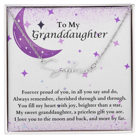 To My Granddaughter Proud Grandparent Signature Name Necklace