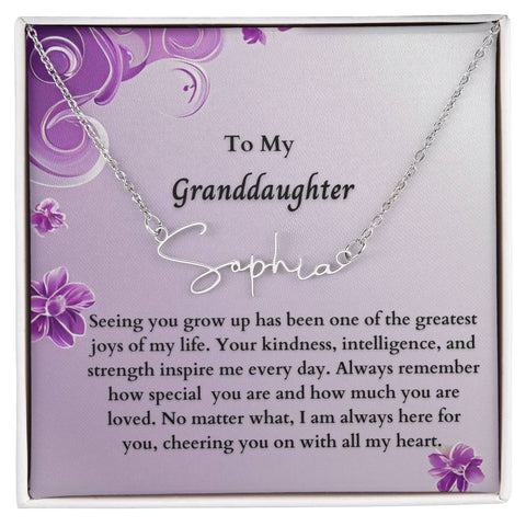 To My Granddaughter Signature Name Necklace!