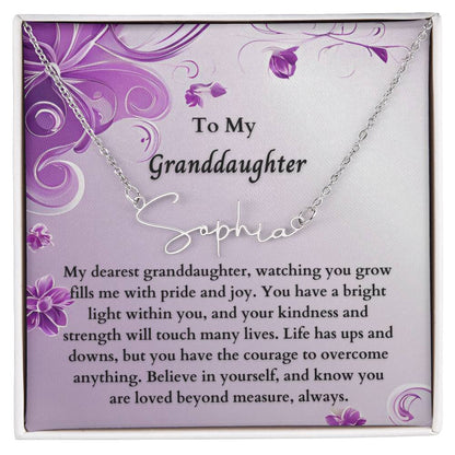 To My Granddaughter Signature Name Necklace