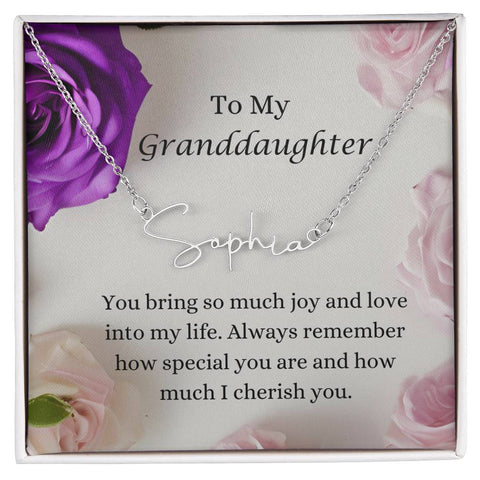 To My Granddaughter Signature Name Necklace