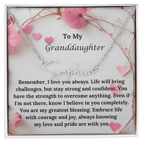 To My Granddaughter Signature Name Necklace