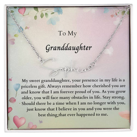 To My Granddaughter Signature Name Necklace