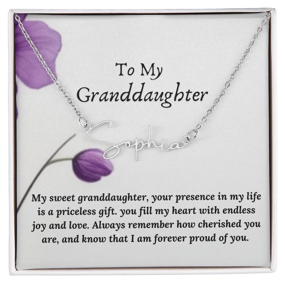 To My Granddaughter Signature Name Necklace