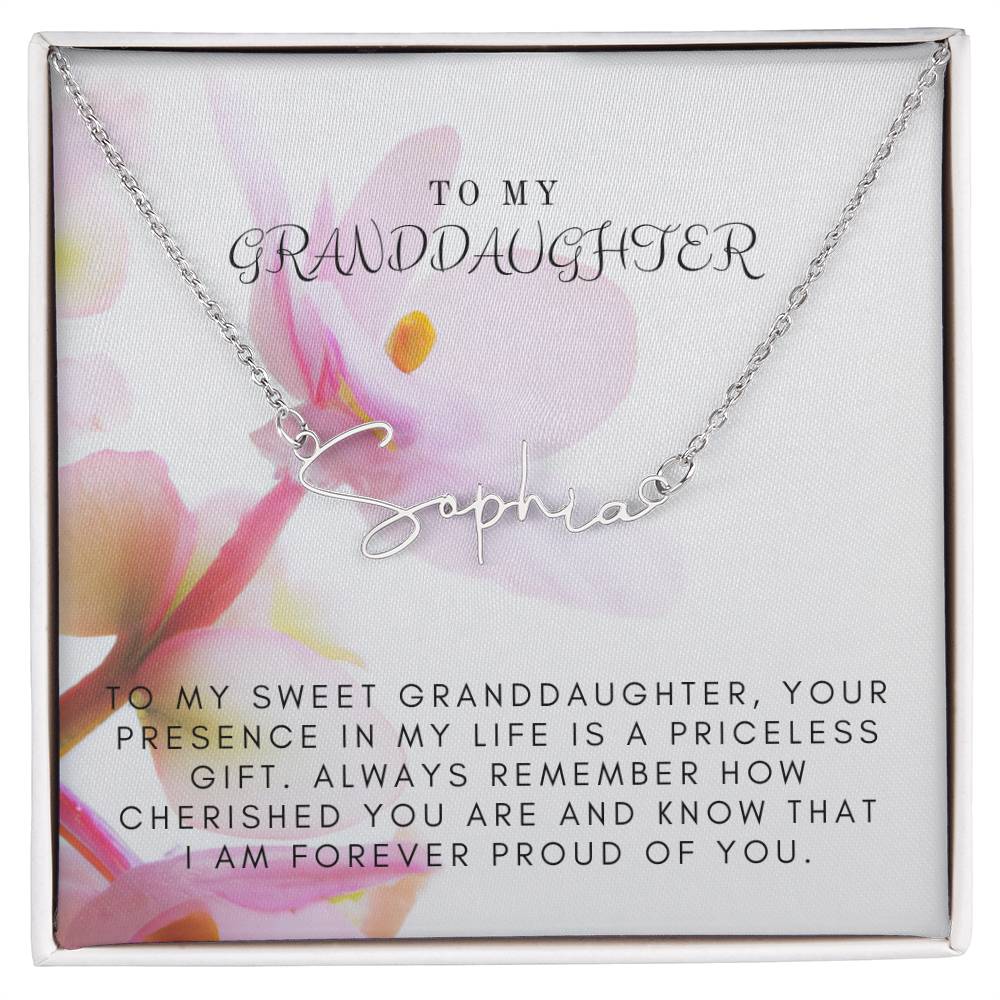 To My Granddaughter Signature Name Necklace!
