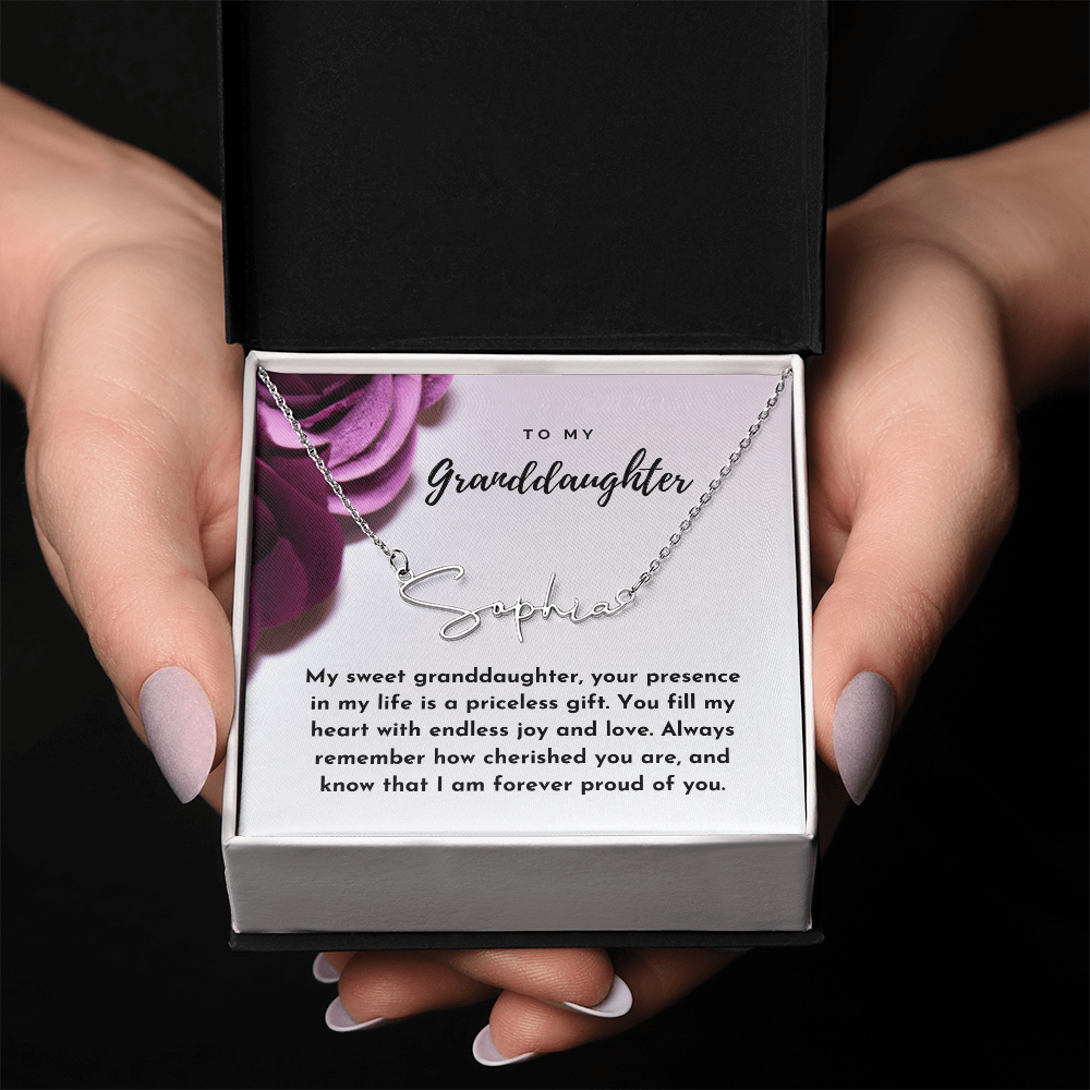 To My Granddaughter Signature Name Necklace