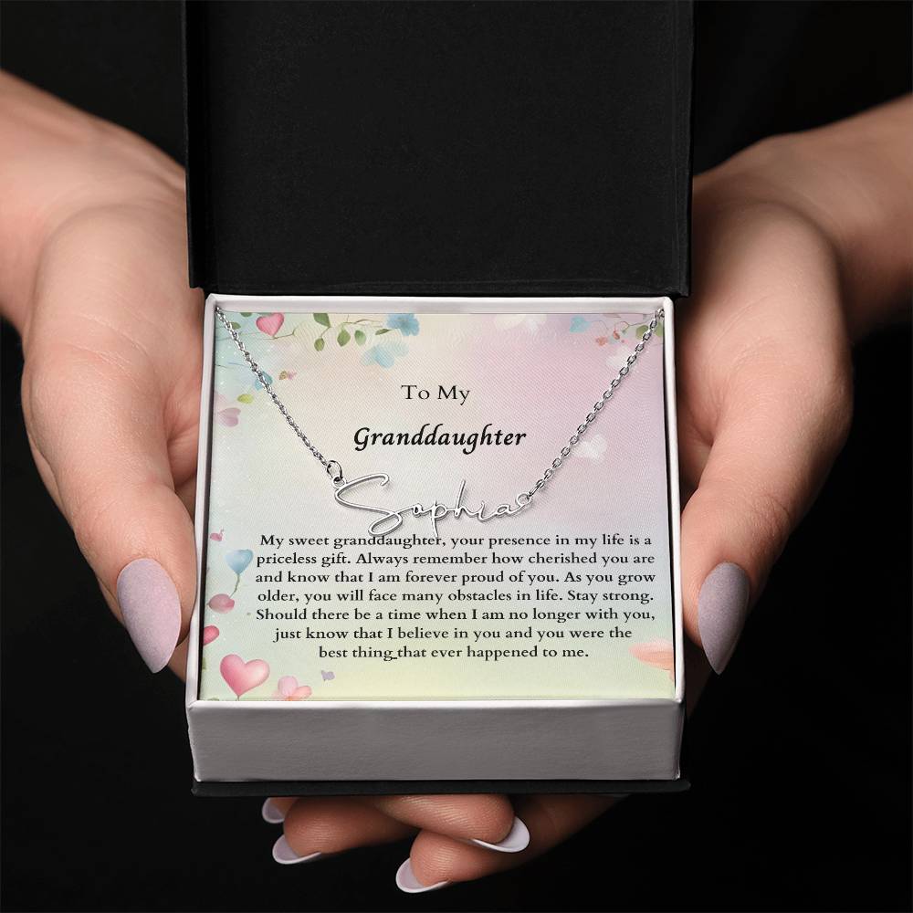 To My Granddaughter Signature Name Necklace