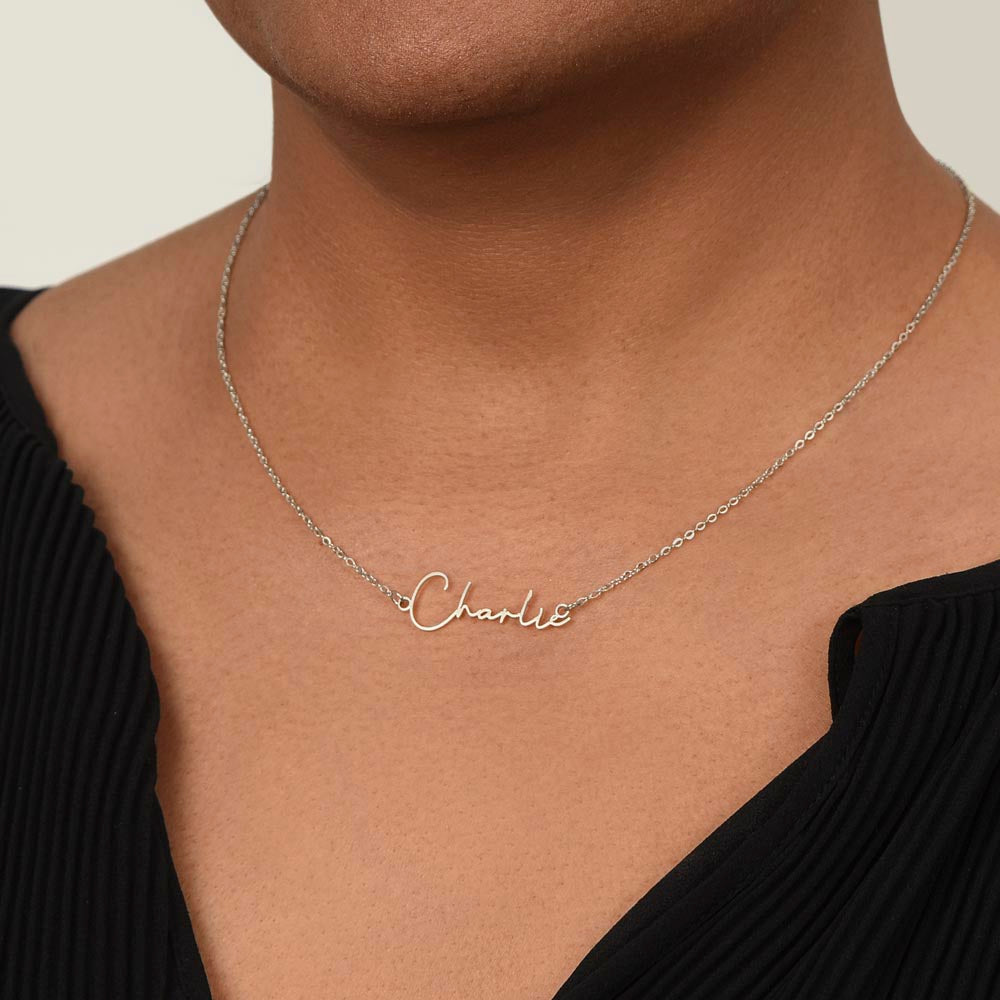 Proud Grandparent Signature Name Necklace