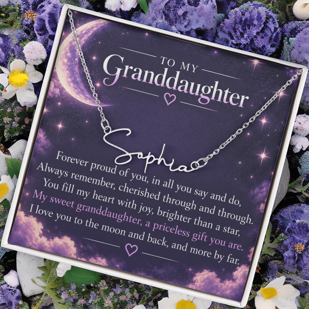 Proud Grandparent Signature Name Necklace