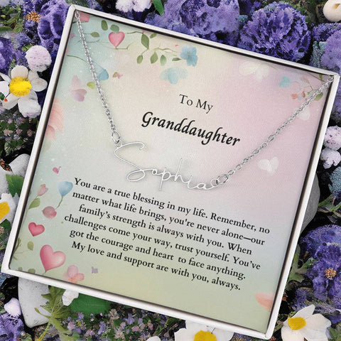 To My Granddaughter Signature Name Necklace