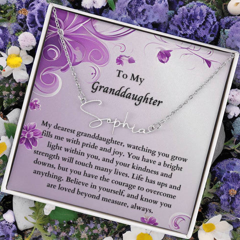 To My Granddaughter Signature Name Necklace