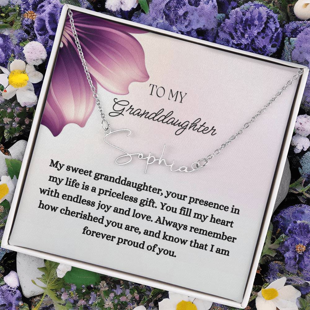 To My Granddaughter Signature Name Necklace!