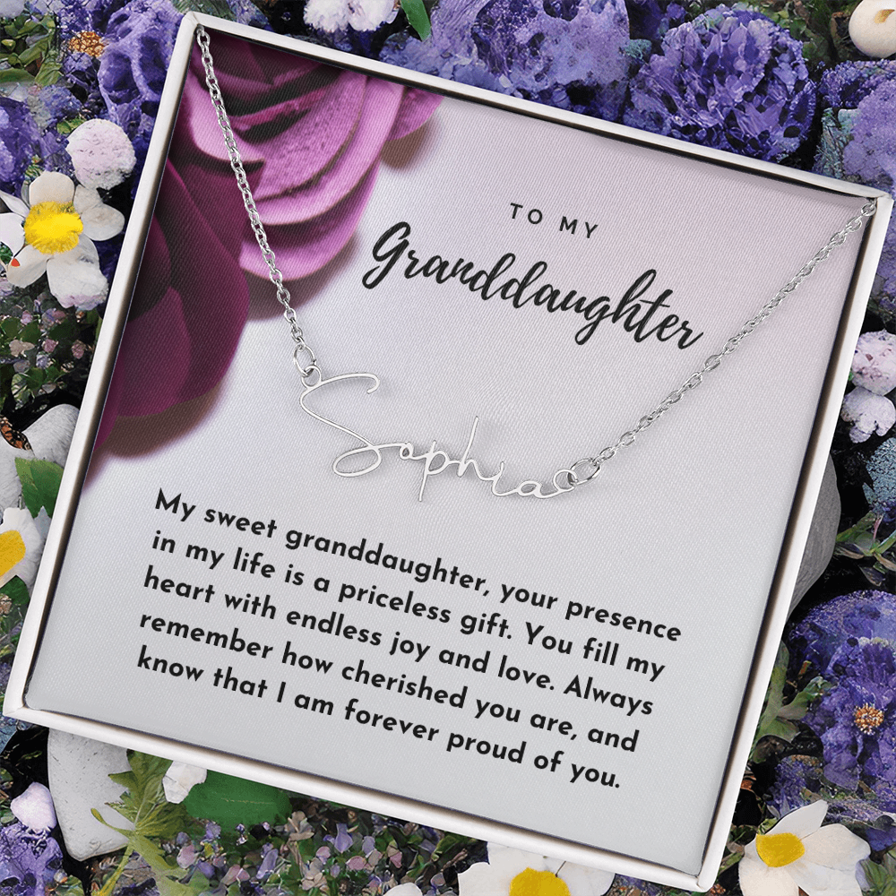 To My Granddaughter Signature Name Necklace