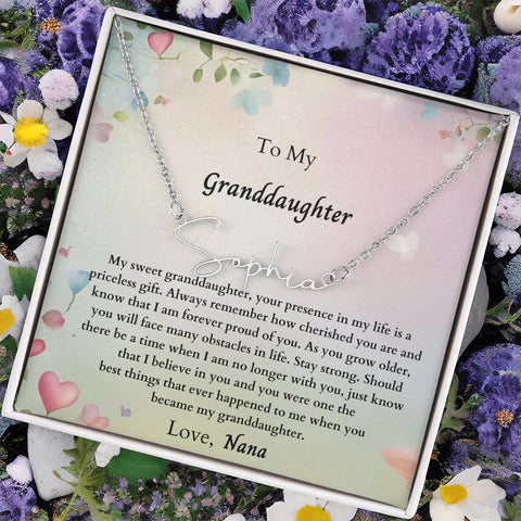 To My Granddaughter Signature Name Necklace