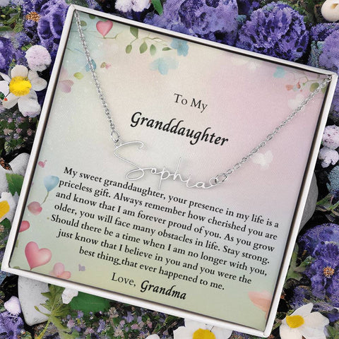 To My Granddaughter Signature Name Necklace