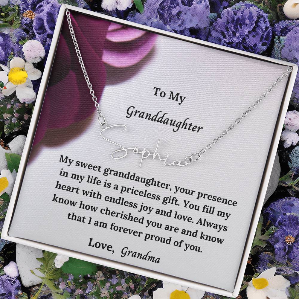 To My Granddaughter Signature Name Necklace