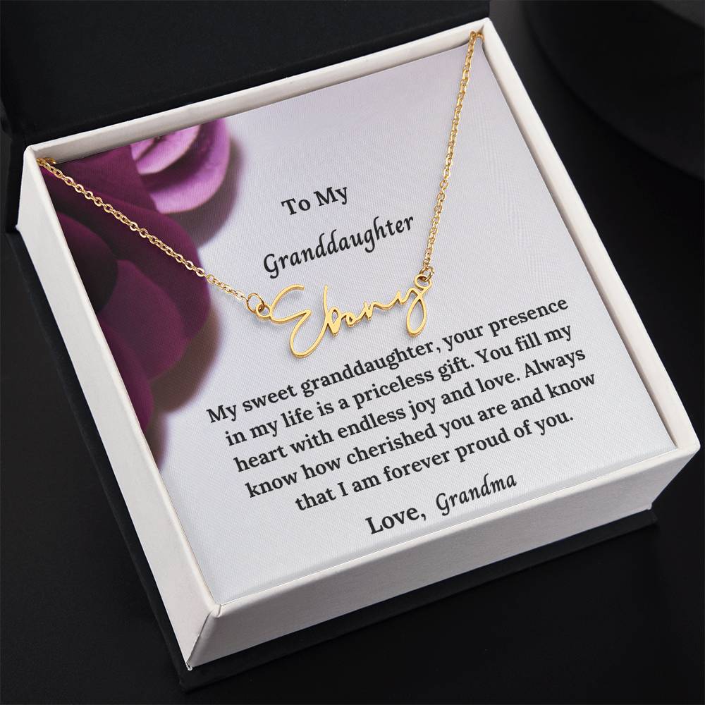 To My Granddaughter Signature Name Necklace