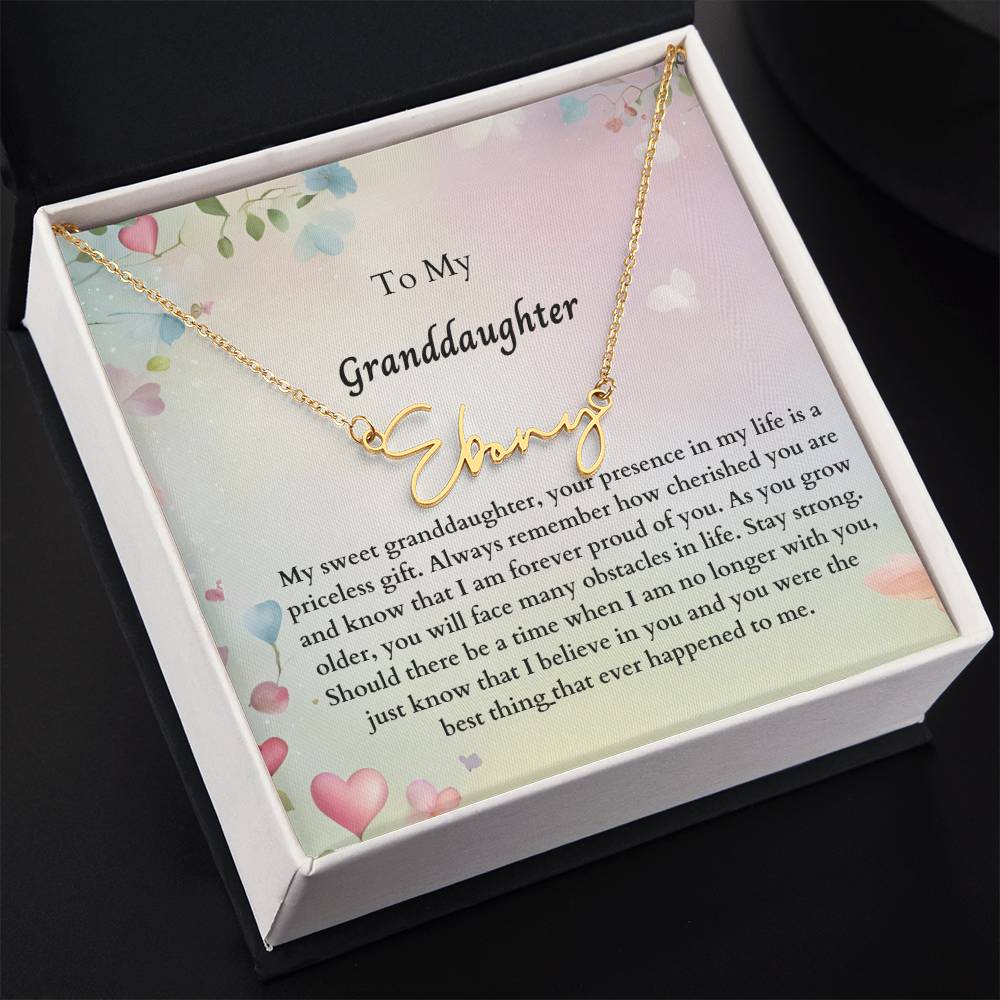 To My Granddaughter Signature Name Necklace