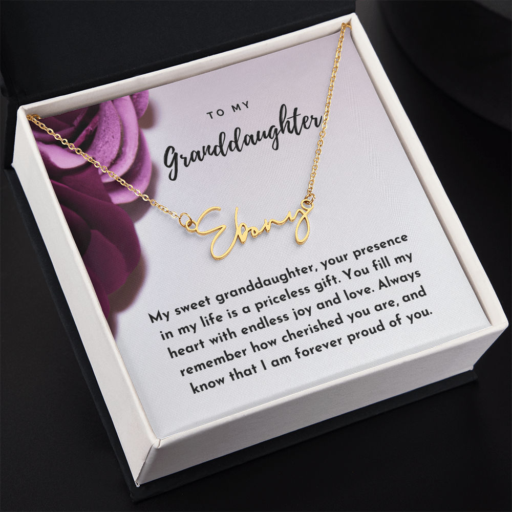 To My Granddaughter Signature Name Necklace
