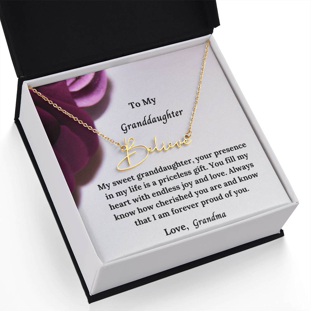 To My Granddaughter Signature Name Necklace