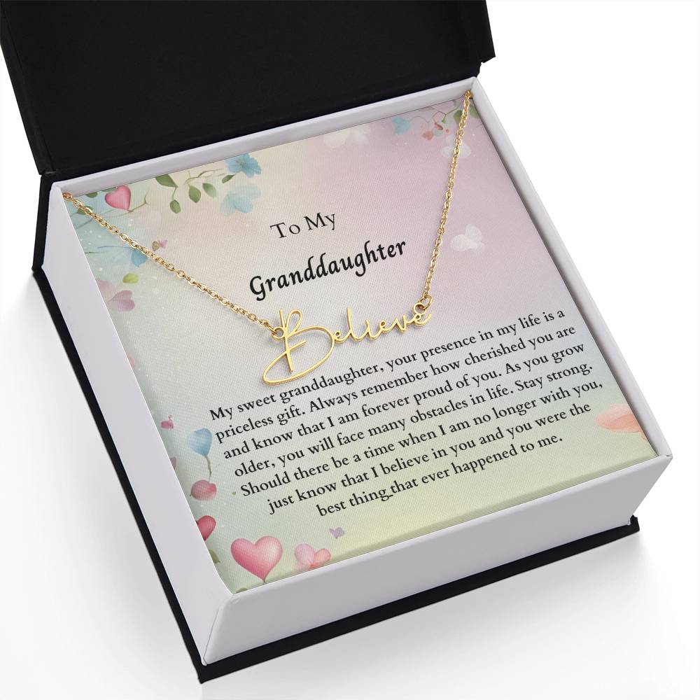 To My Granddaughter Signature Name Necklace