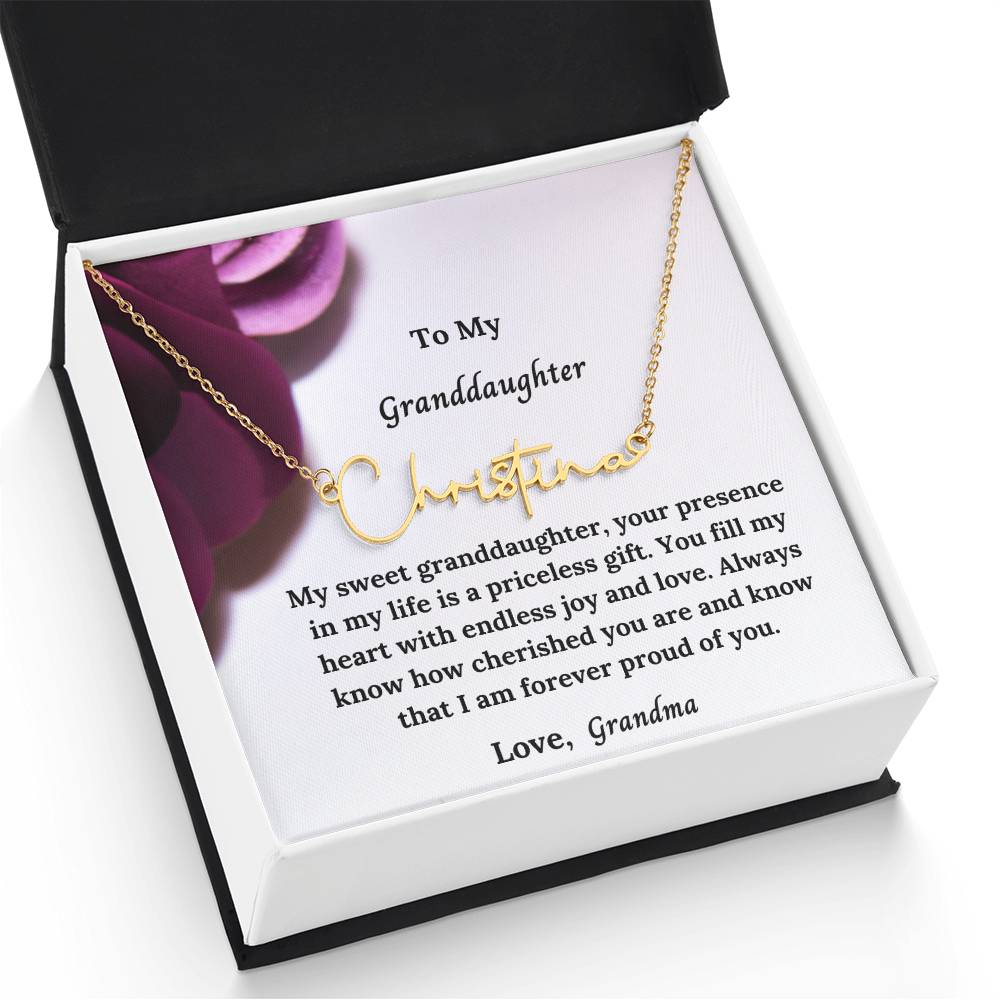 To My Granddaughter Signature Name Necklace