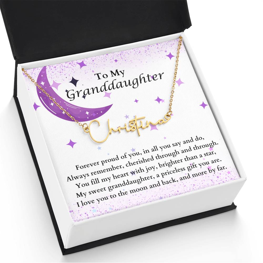 Proud Grandparent Signature Name Necklace