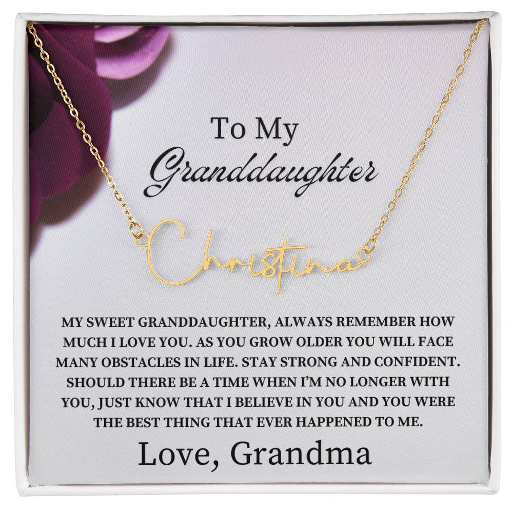 To My Granddaughter Signature Name Necklace