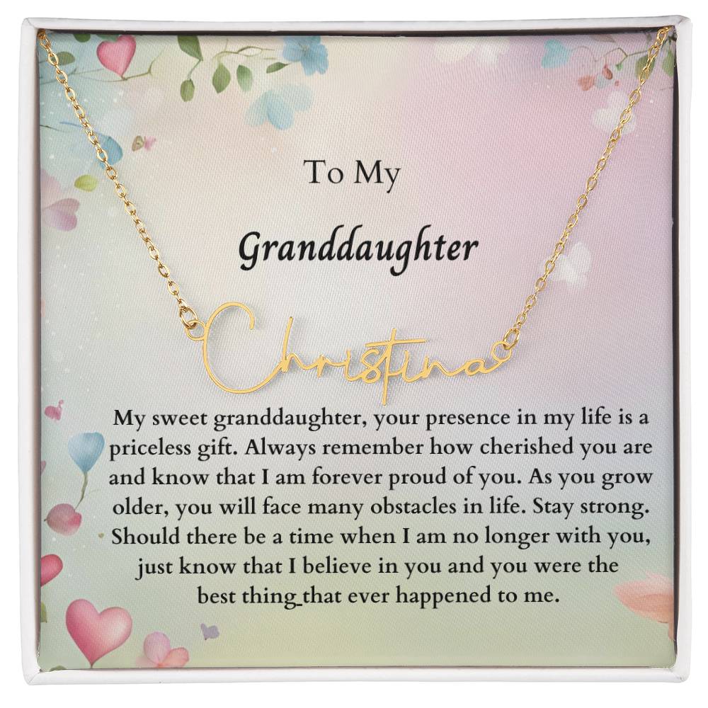 To My Granddaughter Signature Name Necklace