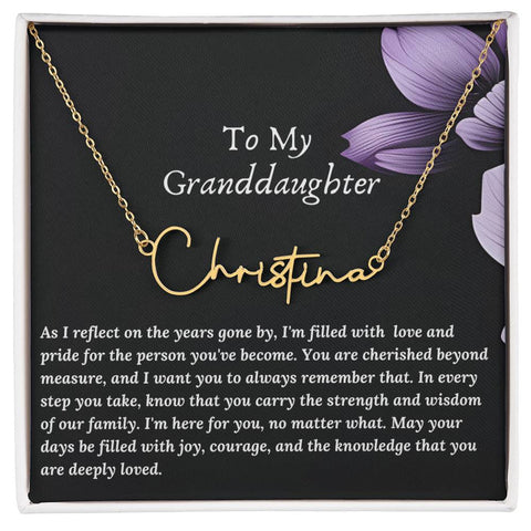 To My Granddaughter Signature Name Necklace