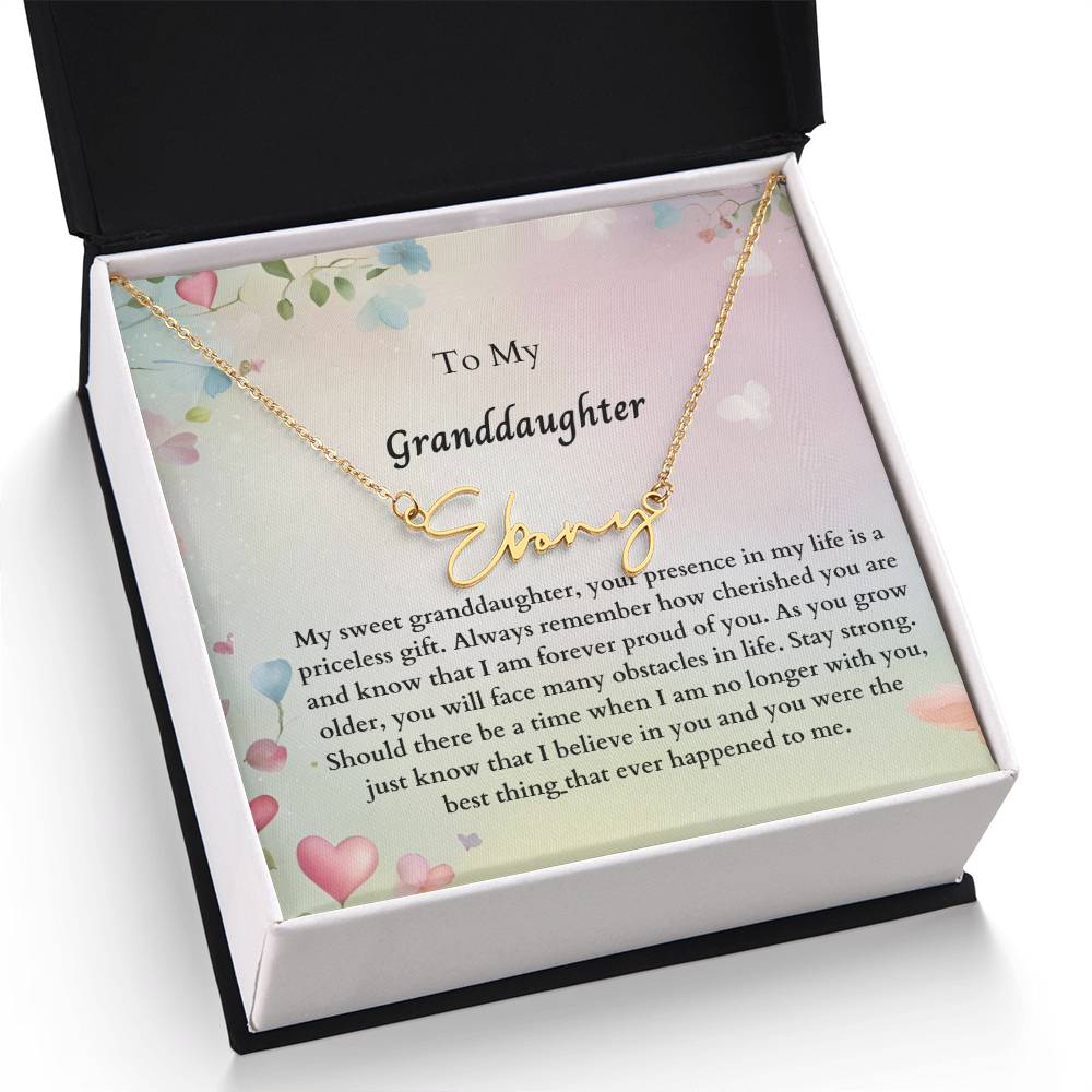 To My Granddaughter Signature Name Necklace