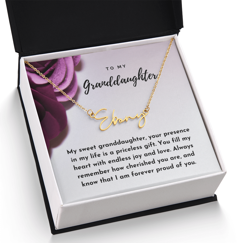 To My Granddaughter Signature Name Necklace
