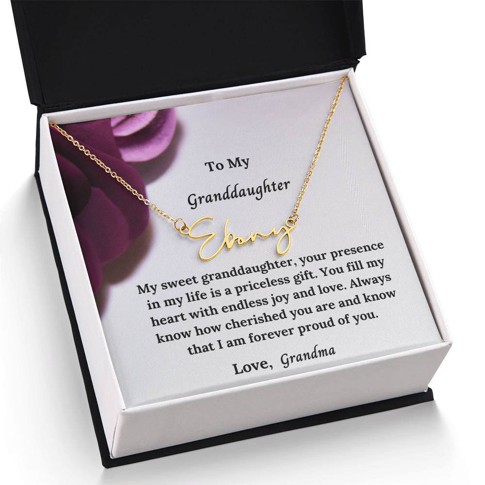 To My Granddaughter Signature Name Necklace