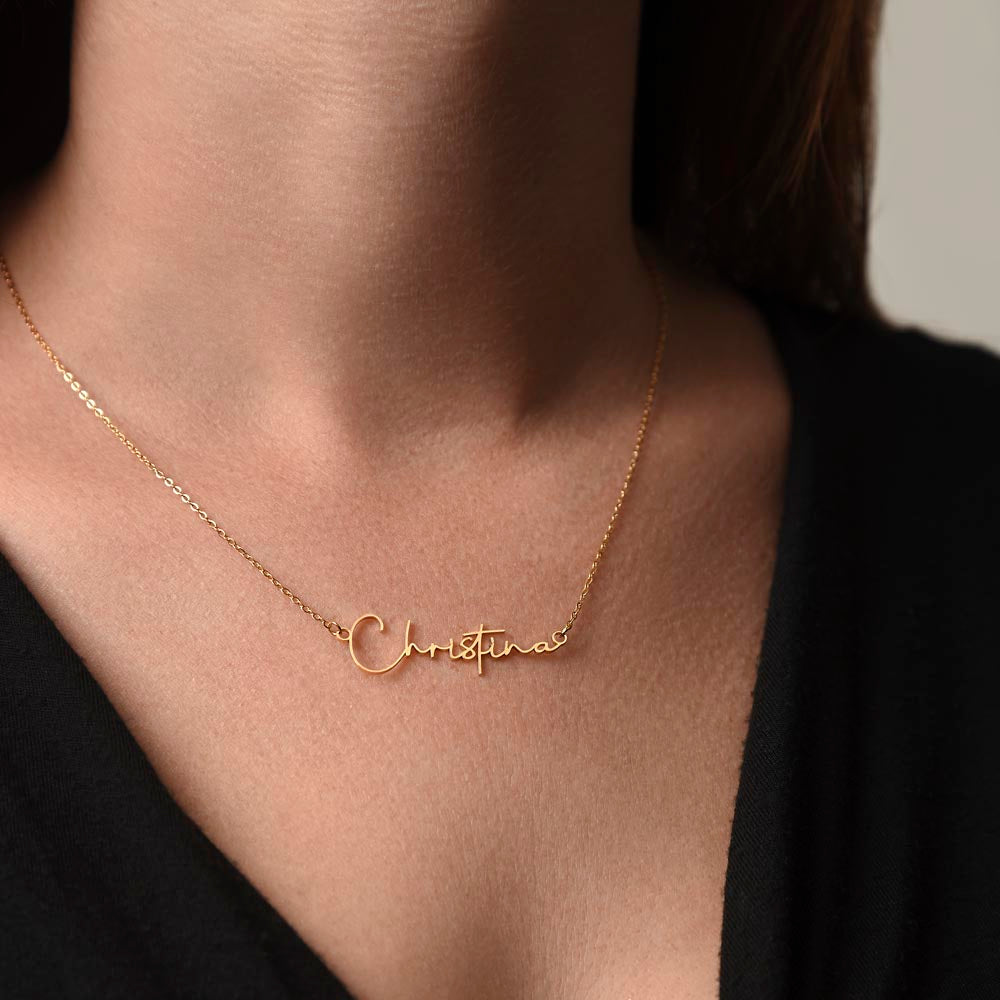 Proud Grandparent Signature Name Necklace