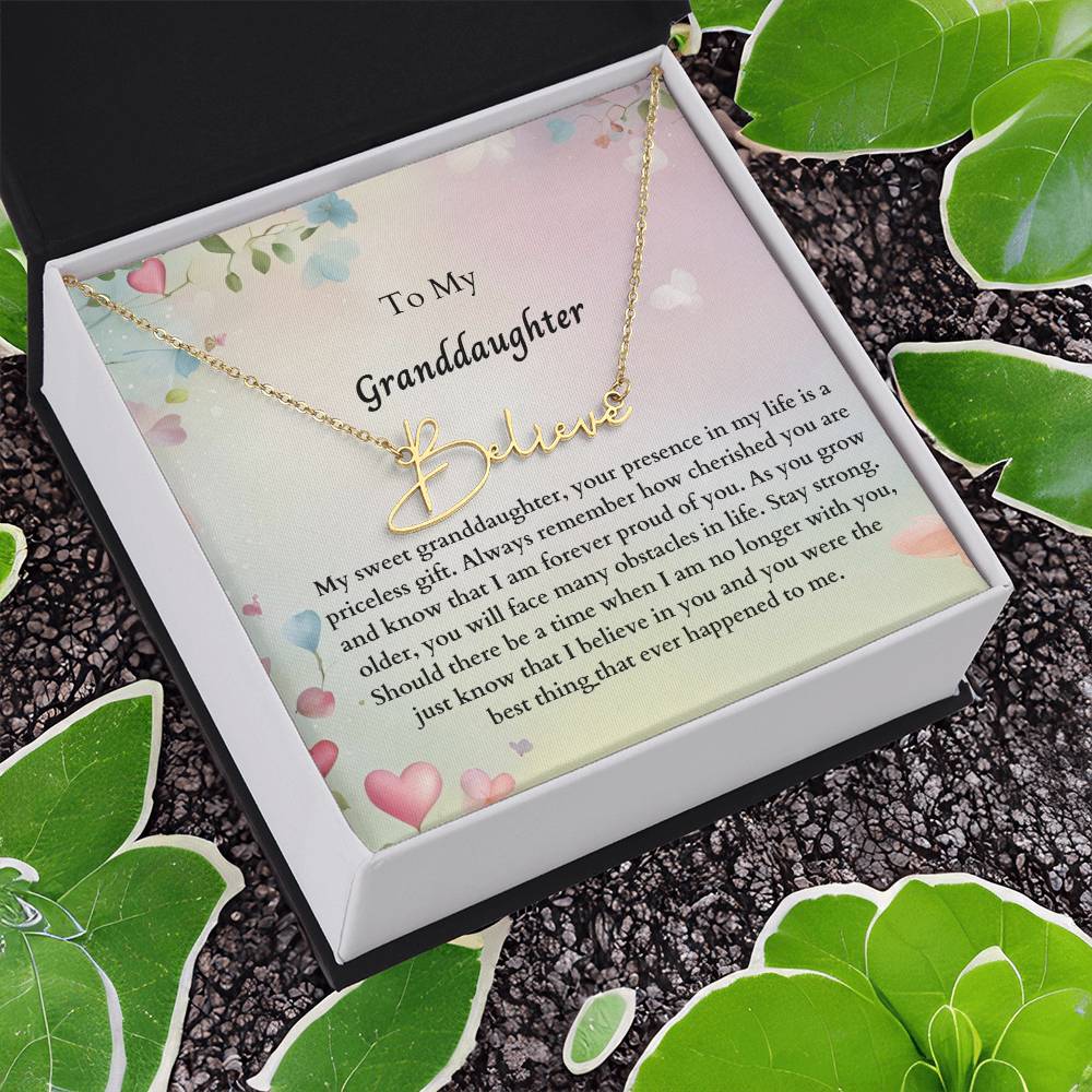 To My Granddaughter Signature Name Necklace