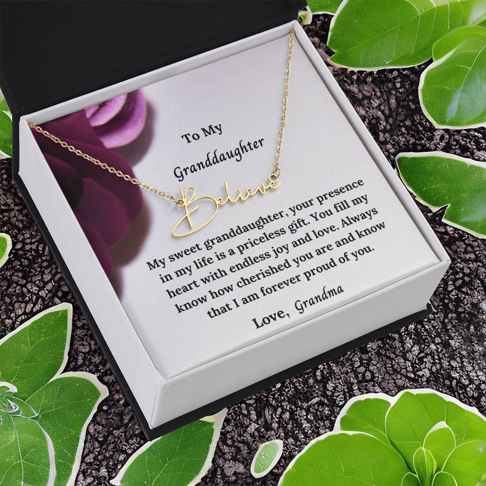 To My Granddaughter Signature Name Necklace