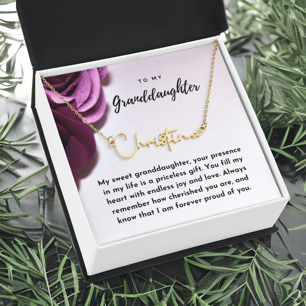 To My Granddaughter Signature Name Necklace