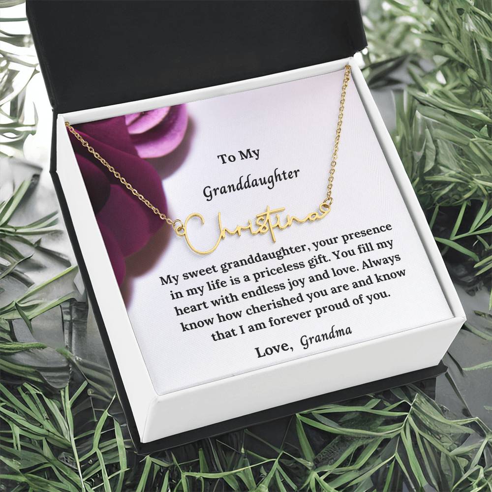 To My Granddaughter Signature Name Necklace