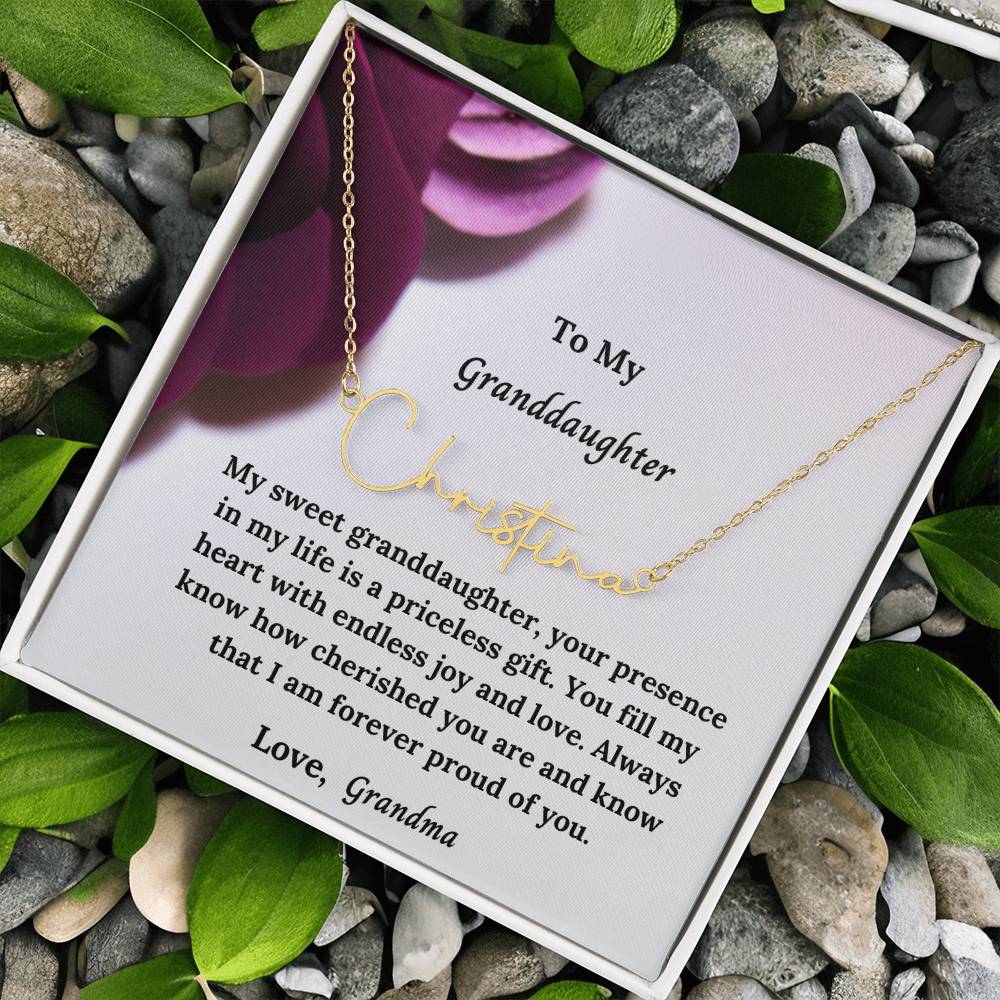 To My Granddaughter Signature Name Necklace