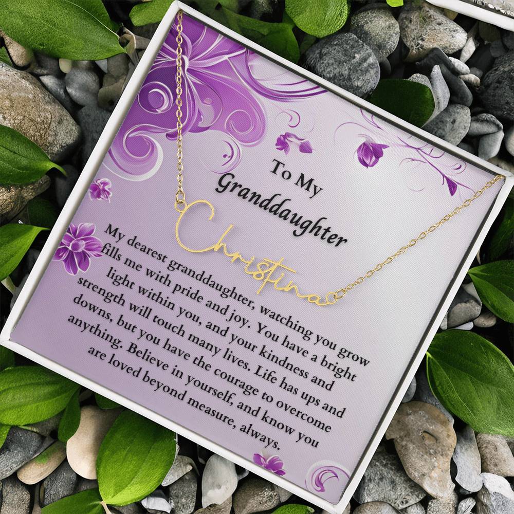 To My Granddaughter Signature Name Necklace