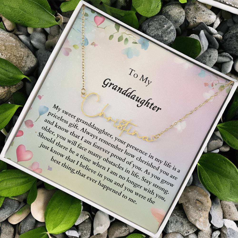 To My Granddaughter Signature Name Necklace